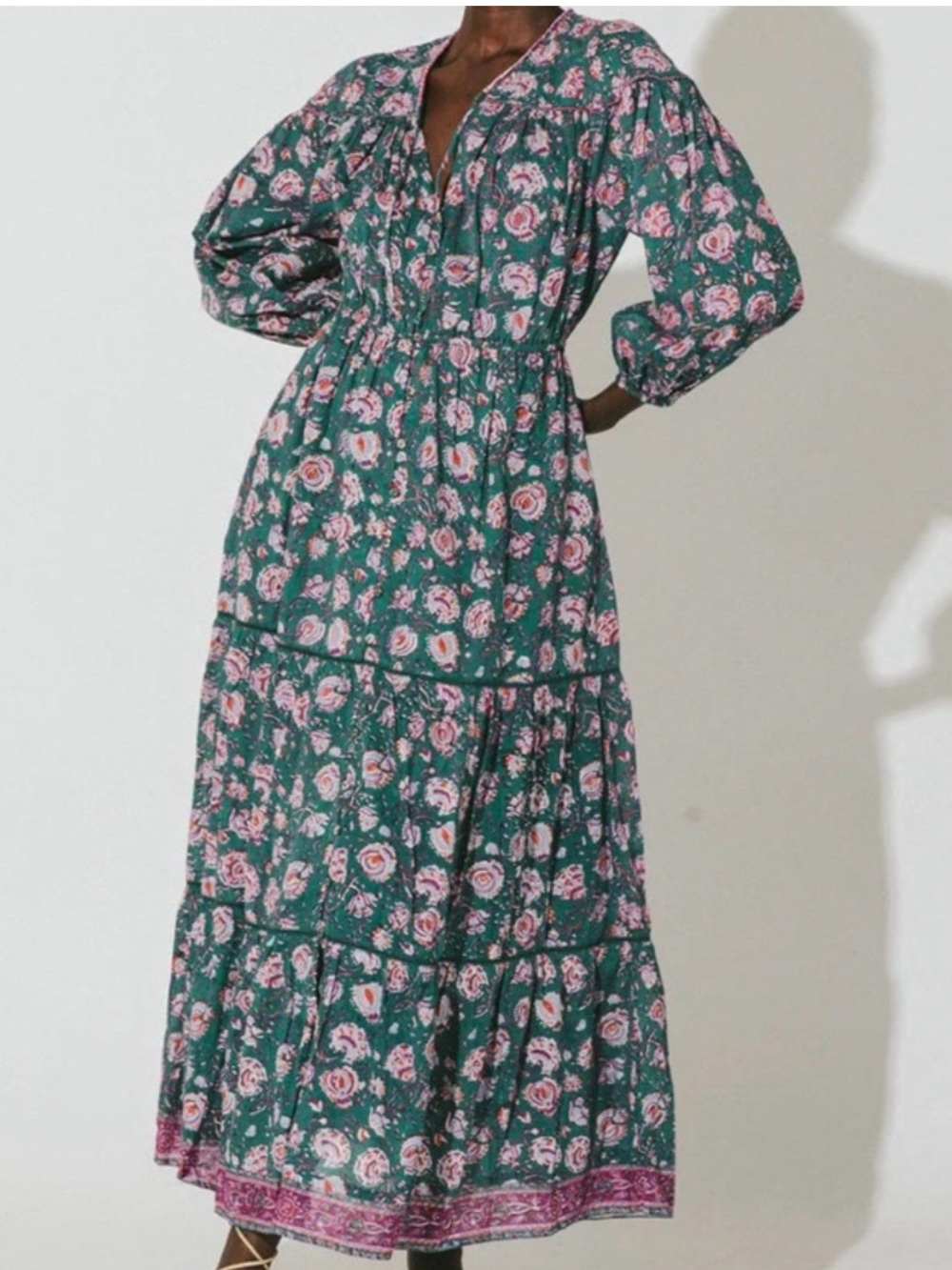 New Cleobella Grace Ankle Dress Jade Floral Size Small